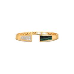 Electra Diamond & Malachite Bangle in Yellow Gold