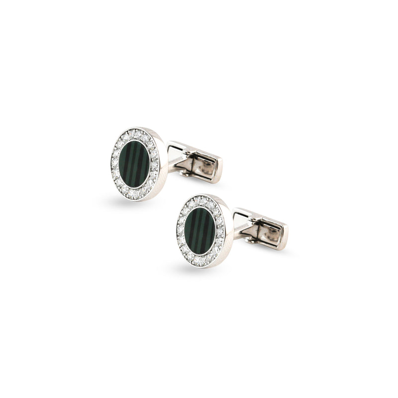 Zeus Diamond and Malachite Cufflinks