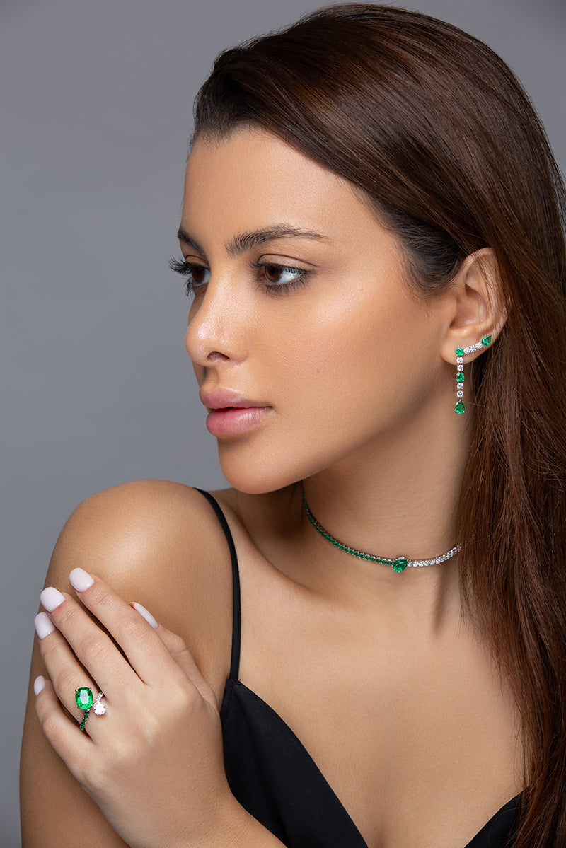 Andraste Diamond and Emerald Earrings