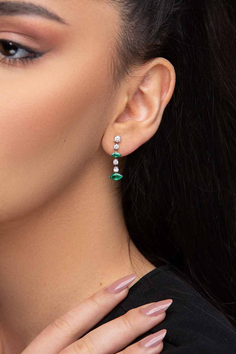 Selene Diamond and Emerald Earrings