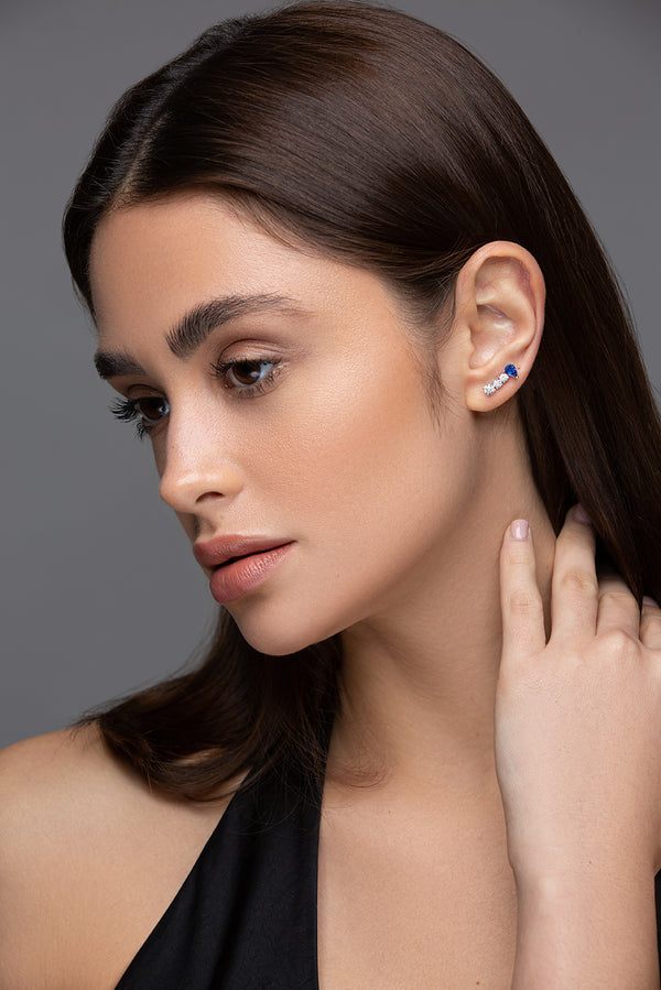 Ariadne Diamond and Blue Sapphire Earrings