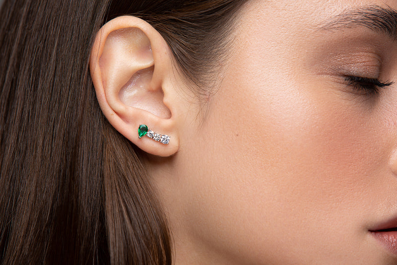 Ariadne Diamond and Emerald Earrings