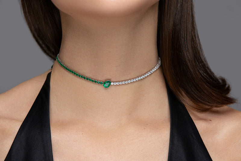 Diamond and emerald choker Clearance