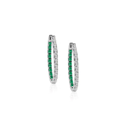 Anuket Diamond Baguette & Emerald Hoop Earrings