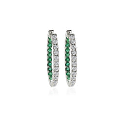 Anuket Diamond and Emerald Hoop Earrings