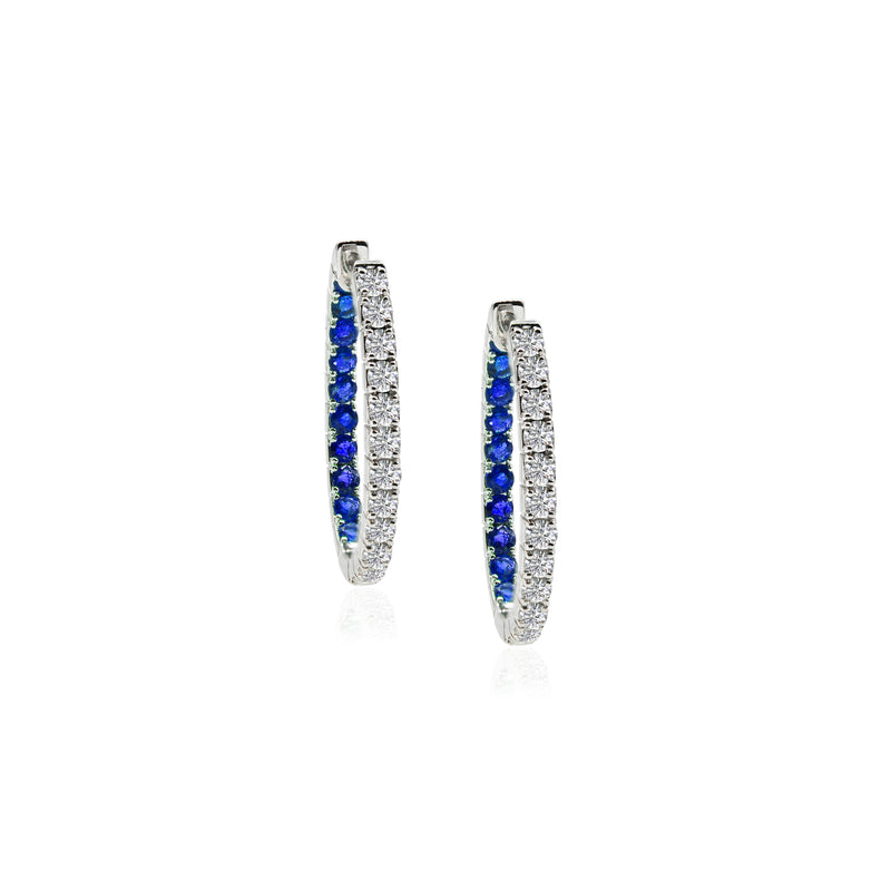Anuket Diamond and Blue Sapphire Hoop Earrings