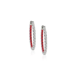 Anuket Diamond Baguette & Ruby Hoop Earrings