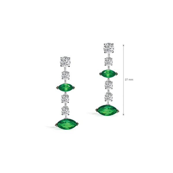 Selene Diamond and Emerald Earrings