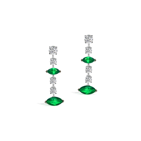 Selene Diamond and Emerald Earrings