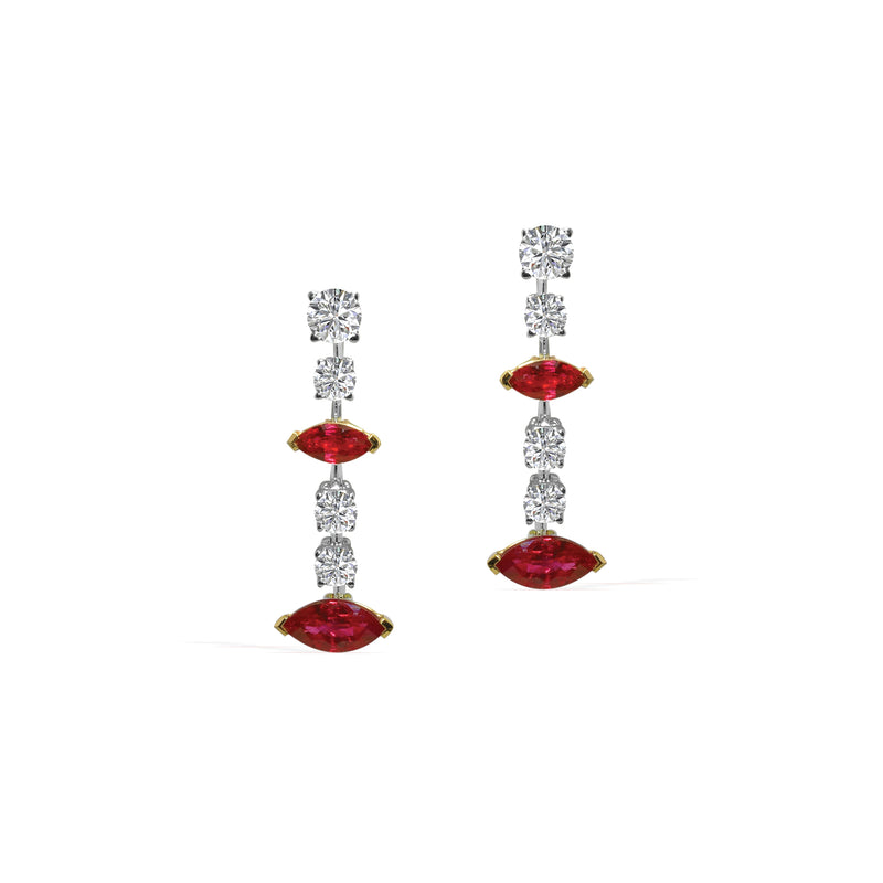 Selene Diamond and Ruby Earrings